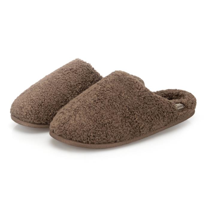 Isotoner® Ladies Borg Swept Back Mule Slipper Brown Extra Image 1